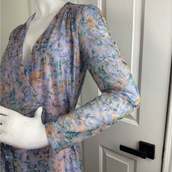 Laundry by Shelli Segal Long Sleeve Floral Mesh Wrap Dress Size 4. D20 - Picture 10 of 17
